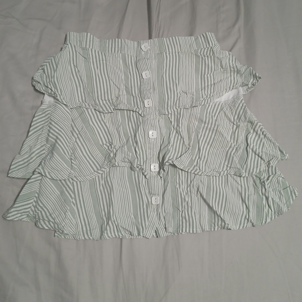 Lily Rose Green and White Striped Mini Skirt
